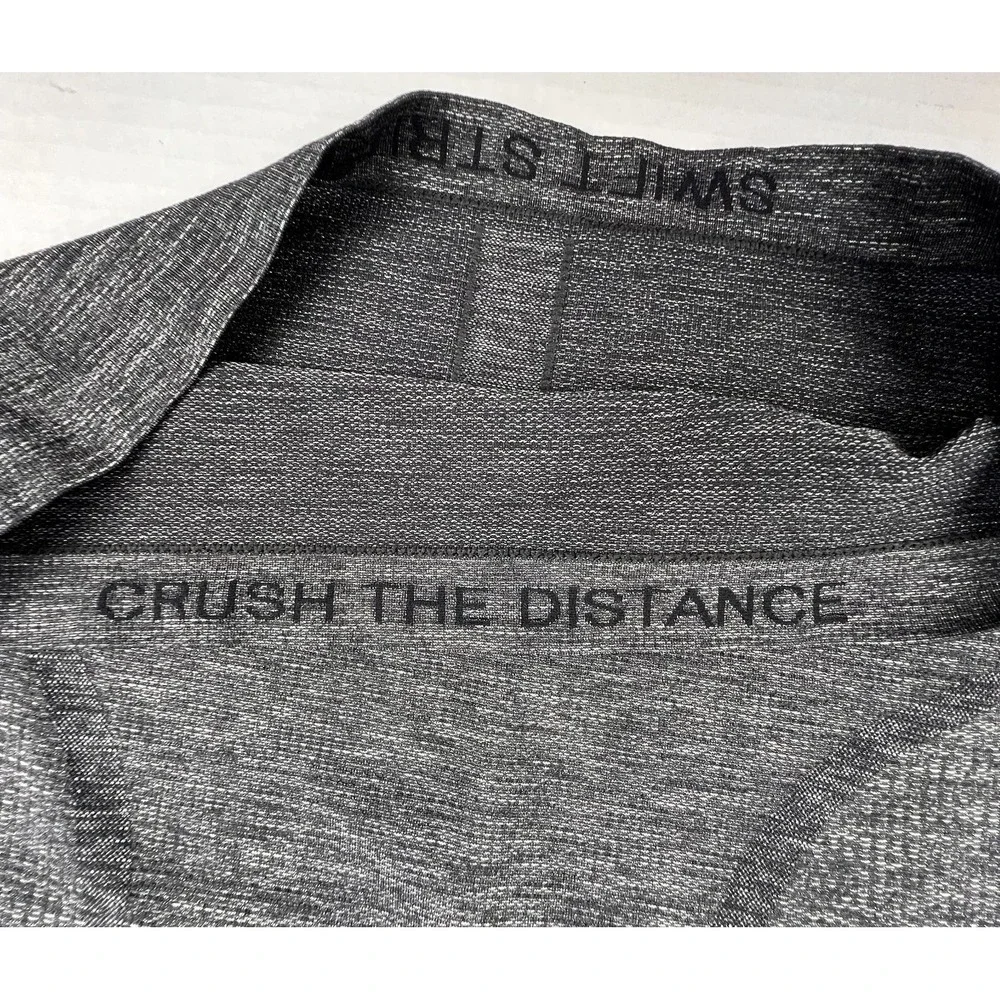 LULULEMON Swiftly Tech Long Sleeve Crew 2 Dark Gray Black Space-Dye Hip Length